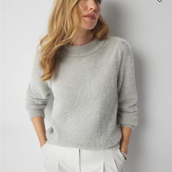 White House Black Market Sweaters - White House Black Market Silver Tinsel Sweater